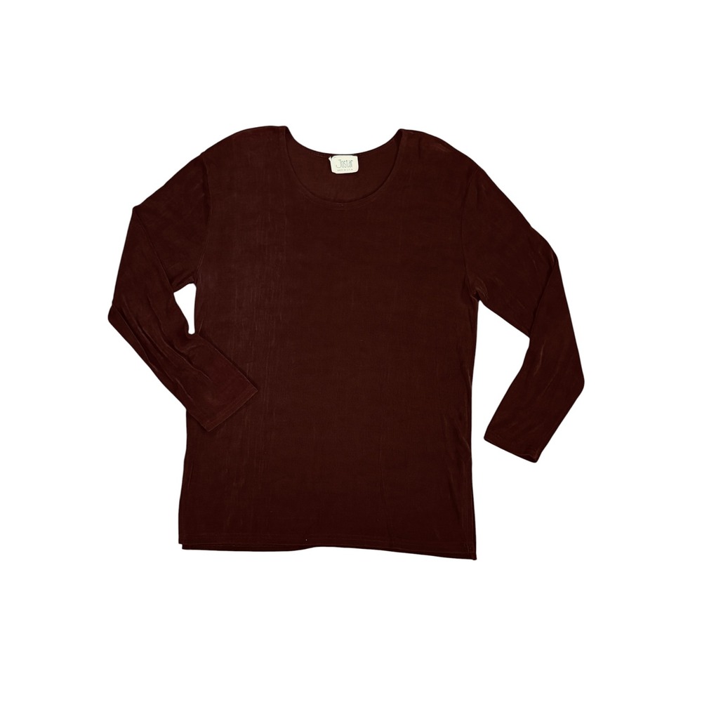 Jostar Vintage Slinky Knit Long Sleeve Top Brown Made in USA